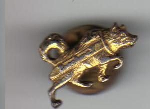 Vintage Gold Plated Husky Dog Pinback