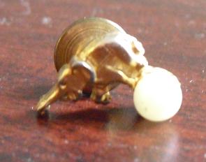 Vintage Gold Tone Elephant with Pearl Pinback