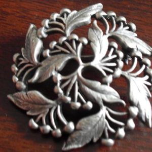 Unique Pewter Floral Pinback or Broach