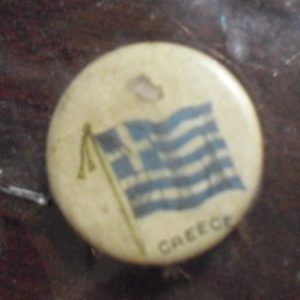 1890s Tin Tobacco Pinback - Greece