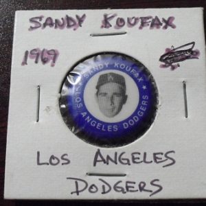 RARE 1969 MEtal Pinback Sandy Koufax