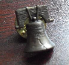 Vintage Bronze Liberty Bell Pinback