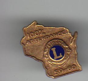 1959-60 Lions Club Attendance Award Pin