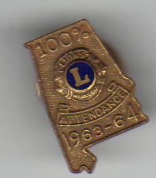 1963-64 Lions Club Award Pin Mississippi