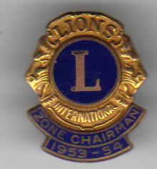 1953-54 Lions Club Zone Chairman 10 KT Pin