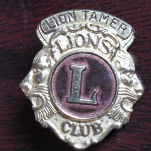 Vintage Gold Plated Lions Club Lion Tamer Pinback