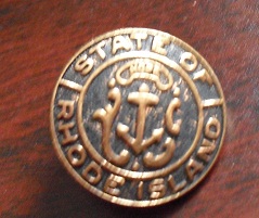 Vintage Bronze Pinback - State of Rhode Island