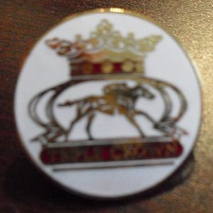 Modern Enameled Triple Crown Horse Racing Pinback