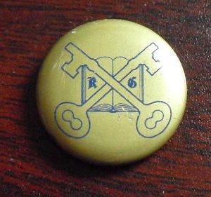 Vintage Tin Two Keys Logo Pinback