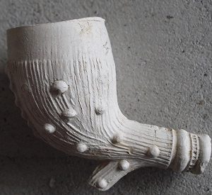 Mid 1800s Clay Pipe Bowl - Leaf and Tree Design