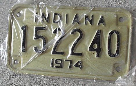 1974 Indiana Motorcycle License Plate - 152240