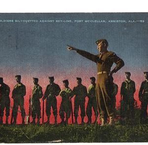 1943 Army Postcard Soldiers Silhouetted Against Skyline