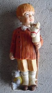 Resin Dollhouse Figurine Boy with Horse Toy