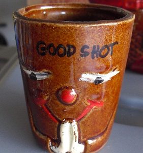 Vintage Pottery Shot Glass - Odd Face Japan