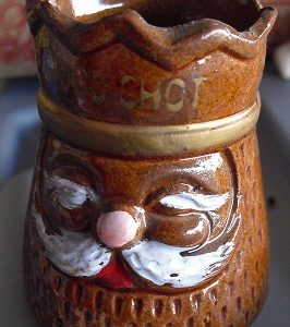 Vintage Pottery Shot Glass King Head