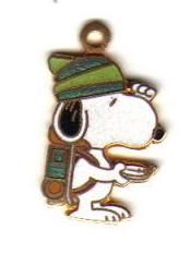 Gold tone Enameled Camping Snoopy Pendant