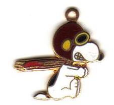 Gold Tone Enameled Snoopy in Goggles Pendant