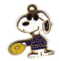 Gold Tone Enameled Snoopy Joe Cool Pendant