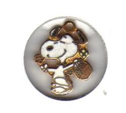 Gold Tone Enameled Snoopy Cheerleader Pendant