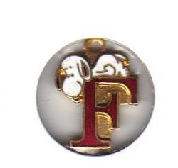 Gold Tone Enameled Snoopy Monogram F Pendant