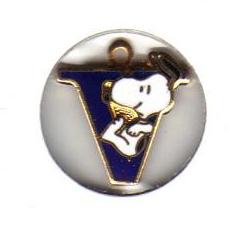 Gold Tone Enameled Snoopy Monogram V Pendant