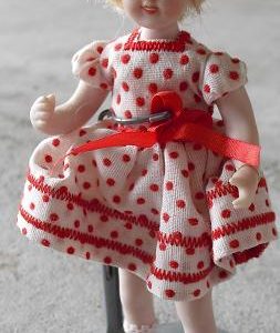 Artist Doll Porcelain Bisque Shirley Temple Polka Dot Dress