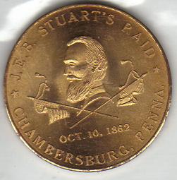 1962 Commemorative Coin Chambersburg PA Stuart's Raid