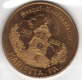 1962  Brass Marietta PA Sesqui-Centennial Token