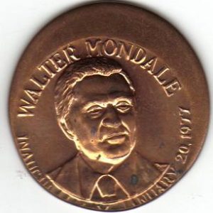 1977 Brass Commemorative Coin Miscut Walter Mondale