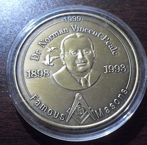 1999 Brass Coin - Famous Masons Norman Vincent Pearle