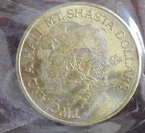 1982 Mt Shasha 2.5 Dollar Brass Token