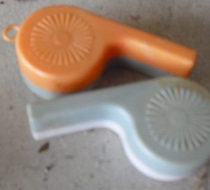 Lot of 2 Vintage Plastic Toy Whistles