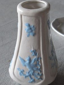 Vintage White Vase with Blue Floral Prints