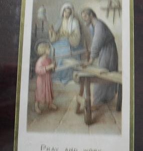 Vintage Religious Motto Card Pray and Wrok