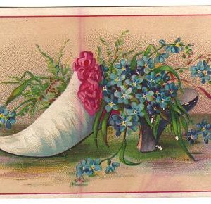 Unique Victorian Trade Card - Shoe with Flowers