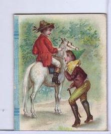 Late 1800s German Trade Card Two Boys and Horse