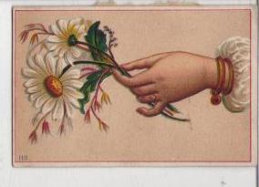 Late 1800s Trade Card Hand Holding Flowers