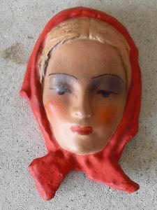 Small Vintage Composition Woman's Head Wall Hanging