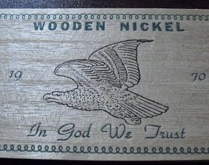 1970 Wooden Nickel In God We Trust