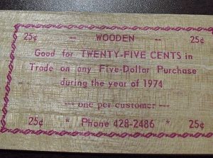 1974 Wooden Nickel Bill - EV's Yarn Shop