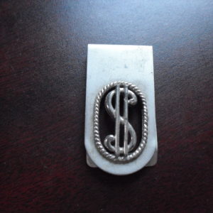 Vintage Swank Silver Tone Metal Dollar Sign Money Clip