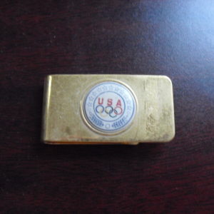 Vintage 1980s Gold Tone Metal USA Olympics Money CLip