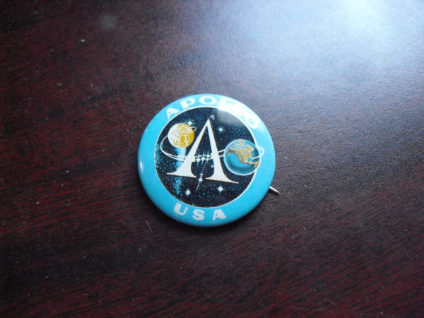 Vintage 1960s Metal NASA Apollo USA Pin Back